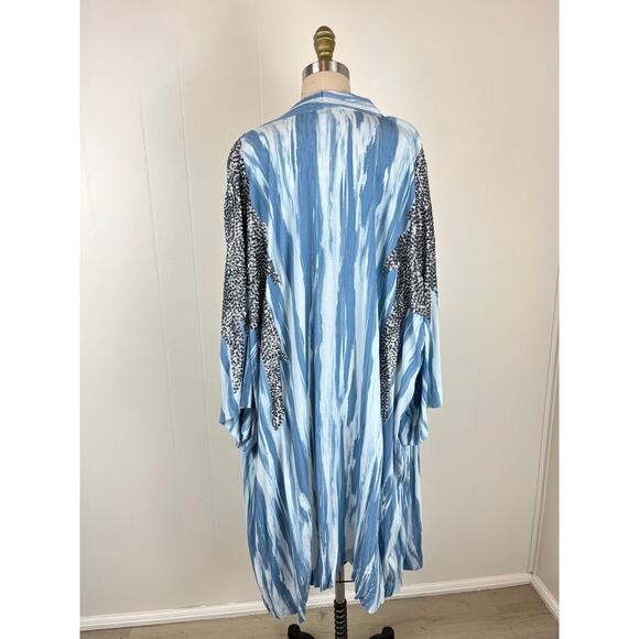 Haute Hippie Tribe Blue Sequin Embellished Kimono 2X Plus Size Flowy Baggy Boho - Picture 5 of 14